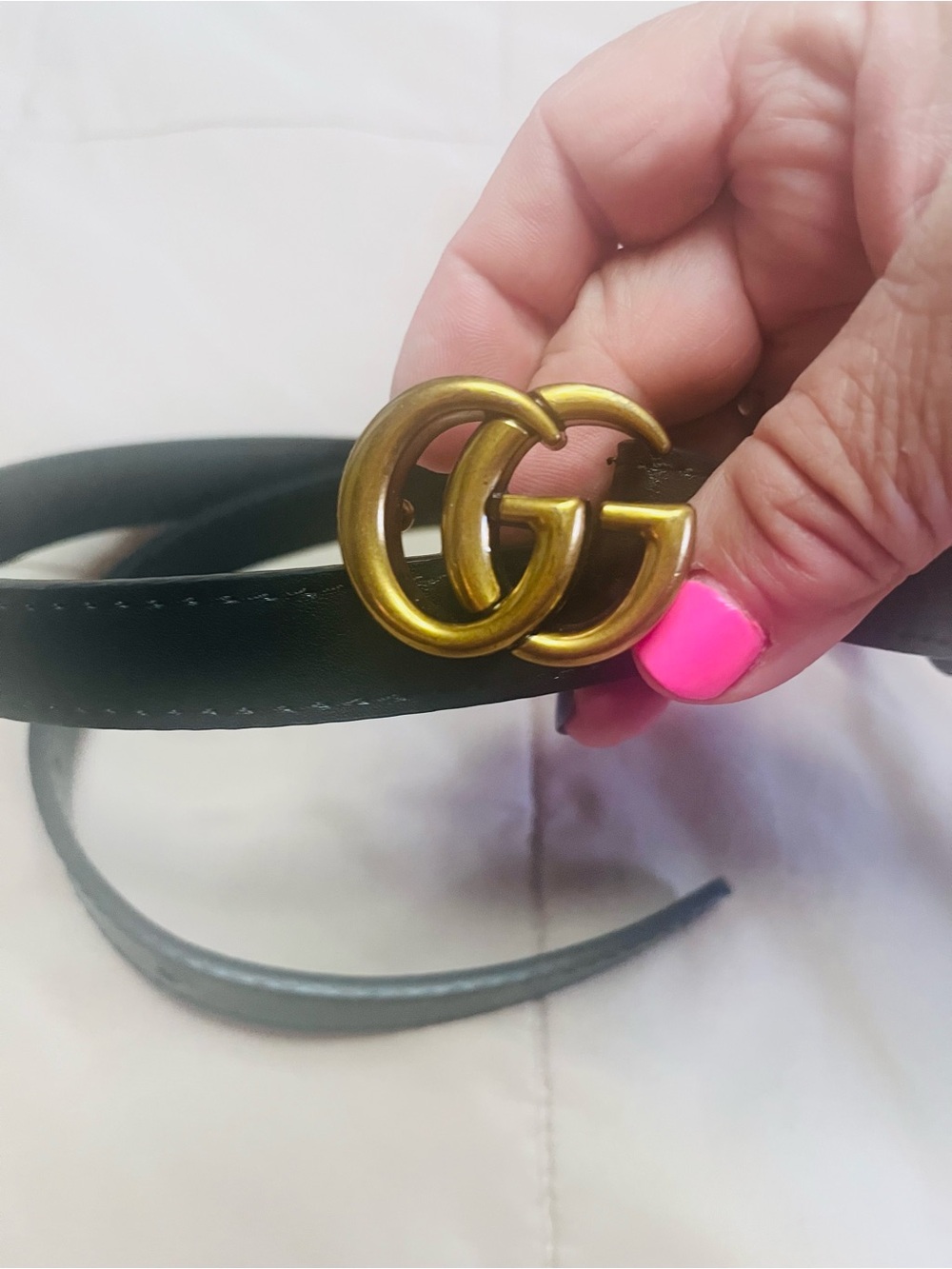 Gucci Black Leather Belt with Gold Double G Buckle